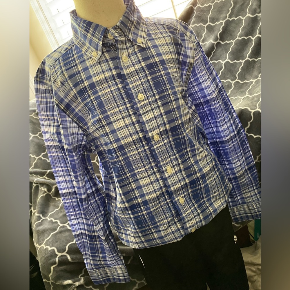 Polo Ralph Lauren M(10/12) Blue Plaid Button-up Collared Shirt - NWT